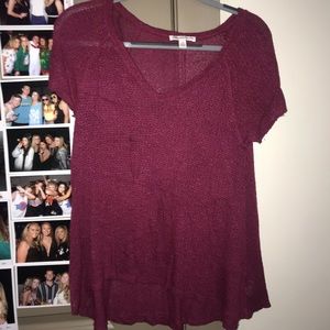 American eagle knit maroon shirt